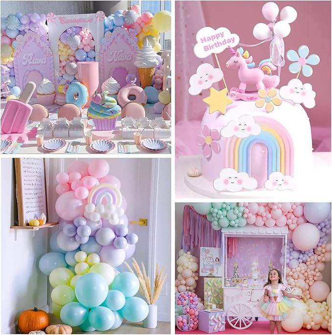 219Pcs Daisy Balloon Arch Garland Kit - Pastel Rainbow Balloons Arch Kit with Daisy Balloons,Banner,Cake Toppers,12 3D Butterfly, for Birthday Party, Baby Shower, Flower Themed Party Decorations-BubblyBeeBaby