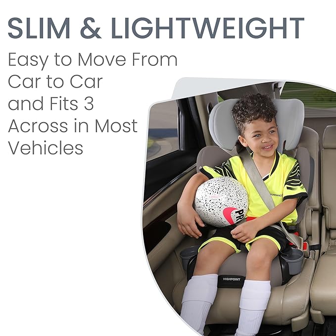 Britax Highpoint Backless Belt-Positioning Booster Seat, SafeWash Gray Ombre-BubblyBeeBaby