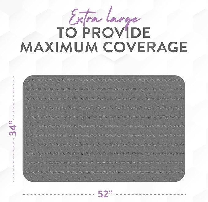 Inspire Underpads | Stain Hiding Gray Reusable Incontinence Bed Pads | Waterproof Mattress Pad | for Adults Babies and Dogs (34 X 52)-BubblyBeeBaby