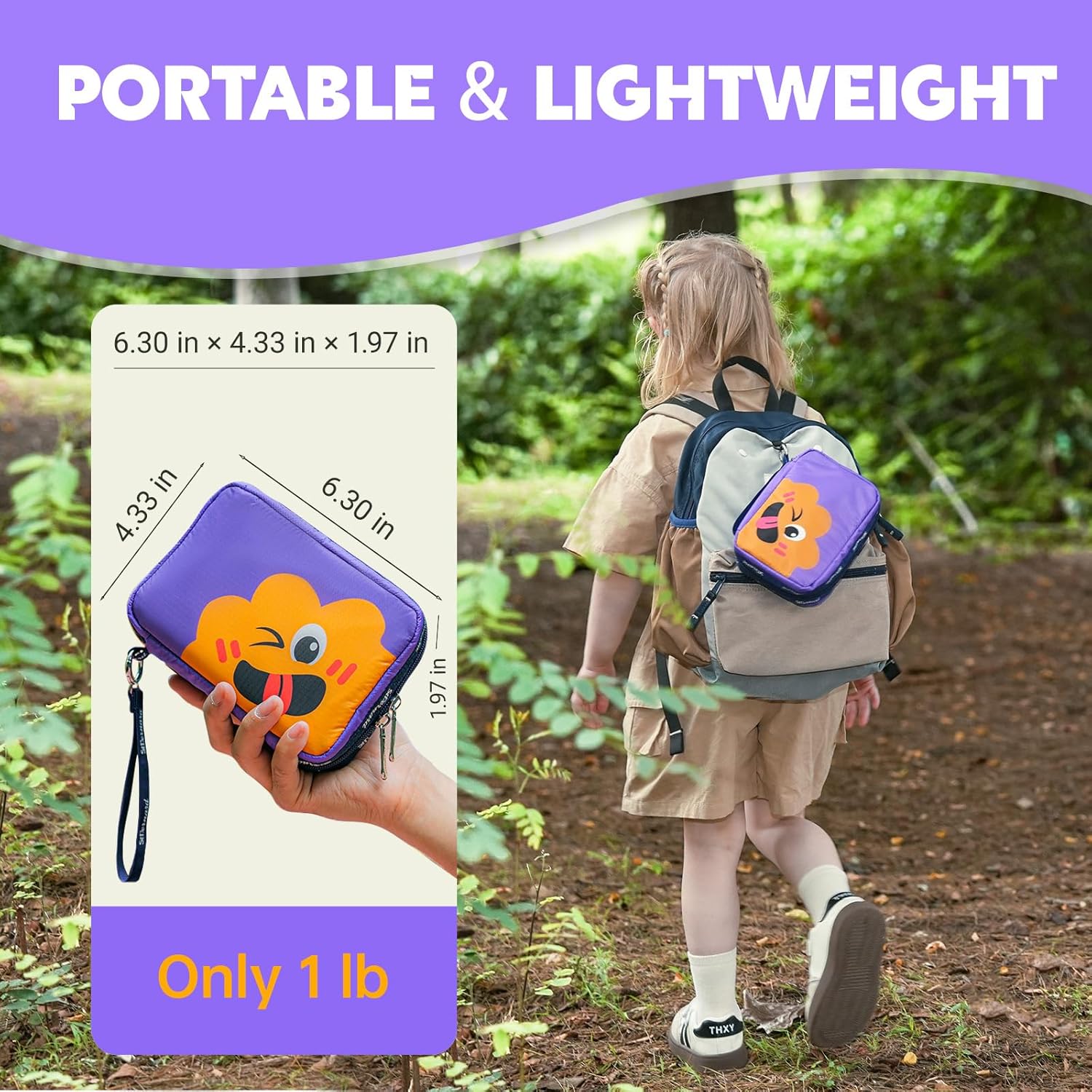 Stbernard Small First Aid Kit for Kids and Adults, Medical Kit with Digital Thermometer for Home, Travel, Hiking, Backpack, 6.3x4.33x1.97in, Purple