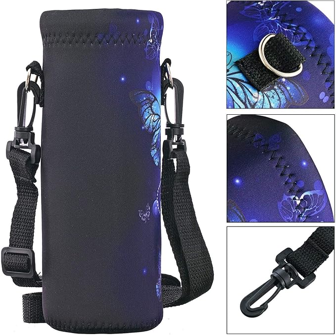 RICHEN Neoprene Water Bottle Carrier Bag with Adjustable Shoulder Strap,Insulated Water Bottle Cover for Stainless Steel/Glass/Plastic Bottles-BubblyBeeBaby
