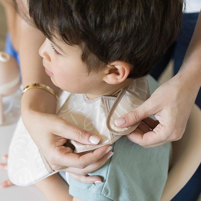 Tiny Twinkle Mess Proof Baby Bibs for Eating - Waterproof, Wipeable Bibs - Toddler Bibs - Travel Friendly - PFAS, PVC, BPA, Phthalate Free - Baby Food Bibs(3 Pack,Zen Garden)-BubblyBeeBaby