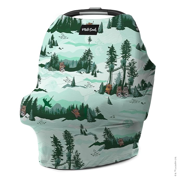 Milk Snob Star Wars Original 5-in-1 Cover - Nursing Cover for Breastfeeding - Baby Car Seat Cover, Carseat Canopy & Stroller - Essential All-in-One Cover - Gift for Mom, Baby (Endor Escape)-BubblyBeeBaby