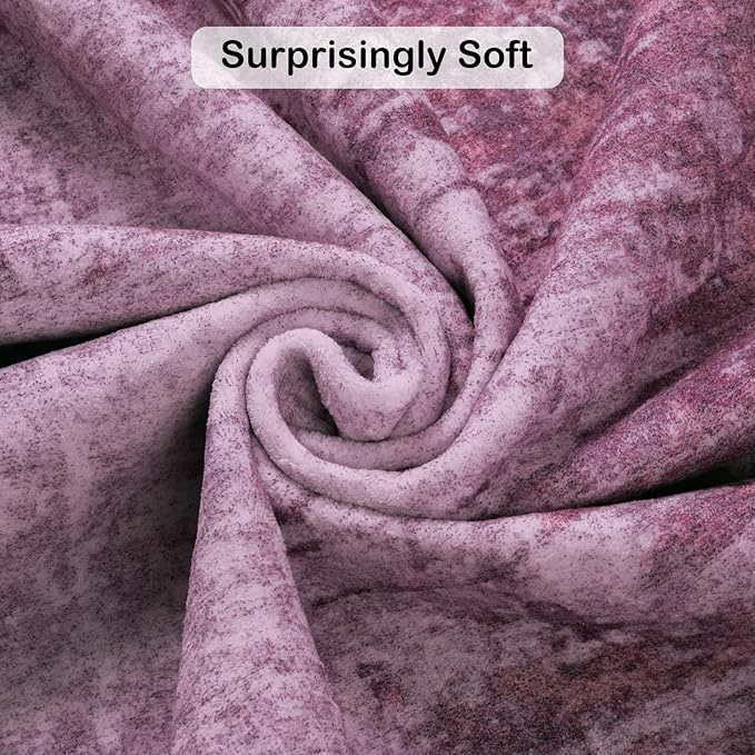 Kelarea Living Room Rug, 6x9 Rug Modern Abstract Washable Rugs Pink Faux Wool Vintage Carpet, Non Slip Rugs for Bedroom, Dining Room, College Dorm, Kids Playroom, Home Office-BubblyBeeBaby