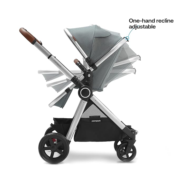 Mompush Ultimate 2 Baby Stroller for Infant and Toddler with Newborn Mode and Reversible Seat, All-Terrain Stroller with All-Wheel Suspension, Includes Car Seat Adapter and Large Storage Basket-BubblyBeeBaby