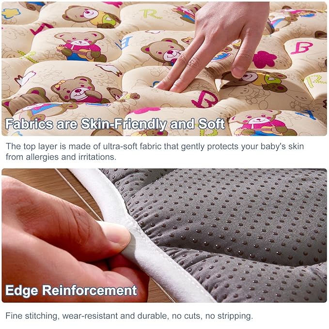 High-Density Foam Baby Play Mat, 50x50 Inches Thicken One-Piece Comfortable and Soft Playmat, Non Slip Machine Washable Floor Mat for Infants, Tapete Para Bebes,Toddlers-BubblyBeeBaby