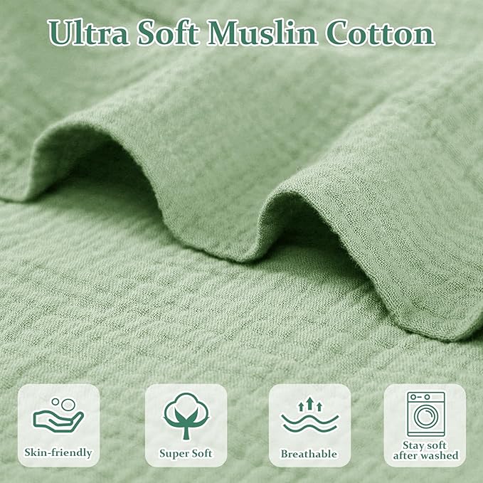 Hooyax Muslin Baby Lounger Cover, 100% Cotton Durable Newborn Lounger Cover, Soft and Breathable Infant Lounger Cover for Boys Girls, Covers Only (Green)-BubblyBeeBaby