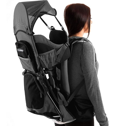 Hiking Baby Carrier Backpack - Comfortable Toddler/Baby Backpack Carrier System with Diaper Change Pad, Insulated Pocket + Rain and Sun Hood to Protect Your Child-BubblyBeeBaby