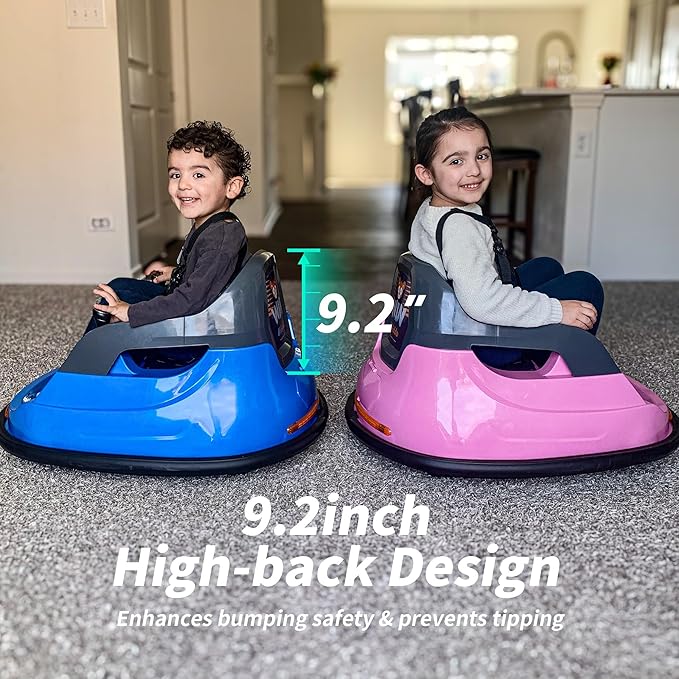 12V Kids Bumper Car, Electric Baby Bumper Car for Toddlers with Remote Control, 3 Speeds - Light Pink-BubblyBeeBaby