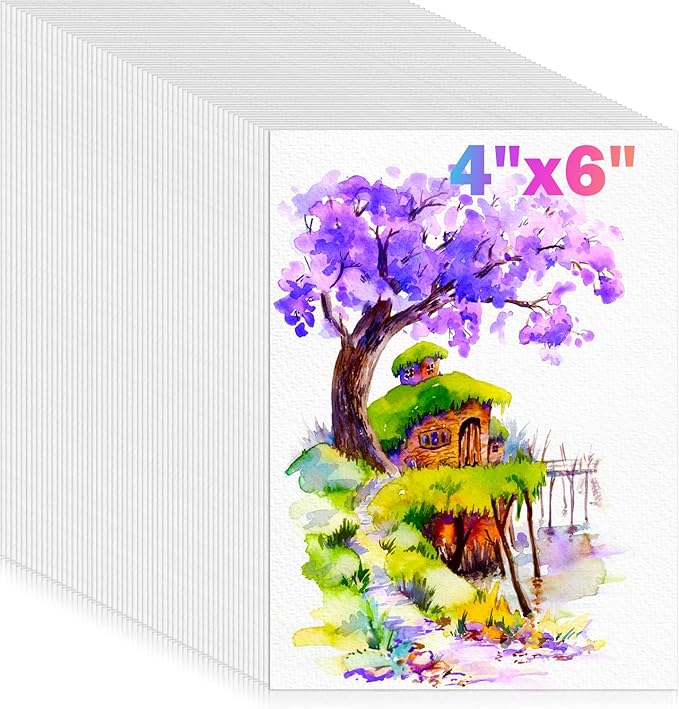 128 Sheets Watercolor Paper, 4"x6" Cold Press Water Color Paper for Kids Adults, 140lb/300gsm Artists Drawing Coloring Sketching Painting, Arts and Crafts Supplies, Valentine Gift Cards, White, Bulk-BubblyBeeBaby