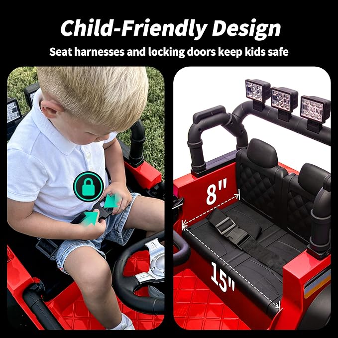 12V Kids Ride on Car Truck, Kids Electric Vehicles Car Ride on Toy for Toddlers 3-5 with Remote Control - Red-BubblyBeeBaby
