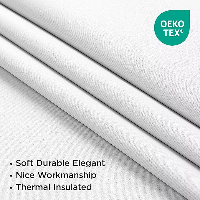 Joydeco 90 Inch 60% Blackout White Curtains 2 Panels, Elegant Semi Sheer Curtains for Bedroom, Thermal Insulated Black Out Drapes for Living Room, Rod Pocket Back Tab Drapes(W52 x L90 Inch,Pure White)-BubblyBeeBaby