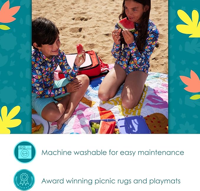 Jumbo Picnic Rug, Large Picnic Mat, 6'7" x 6'7", Outdoor Waterproof Picnic Blanket Beach Mat, Foldable & Waterproof, Picnic Blankets Ideal for Beach & Park, Outdoor Blanket, Pop Pip Pow-BubblyBeeBaby