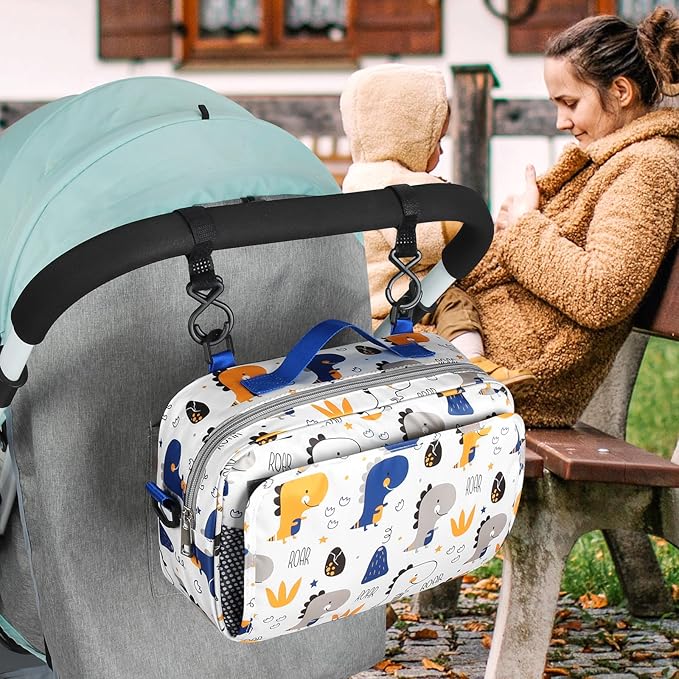 Accmor Stroller Organizer, Universal Stroller Organizer with Insulated Cup Holder Pocket, Dual Purpose Large Capacity Stroller Bag Caddy, Stroller Accessories Fits for Uppababy, Doona, Nuna Strollers-BubblyBeeBaby