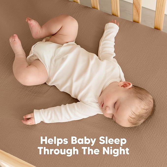 KeaBabies 2-Pack Muslin Crib Sheets for Boys, Girls - 100% Organic Cotton Fitted Baby Crib Mattress Sheet, Soft Breathable Standard Toddler Bed Cover Bedding Set, Neutral, Durable 52x28 (Russet)-BubblyBeeBaby