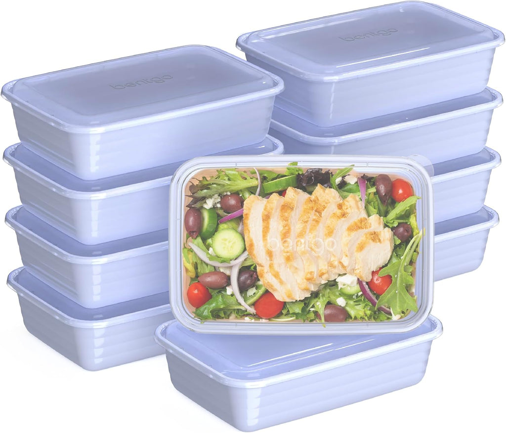 Bentgo 20-Piece Lightweight, Durable, Reusable BPA-Free 1-Compartment Containers - Microwave, Freezer, Dishwasher Safe - Periwinkle