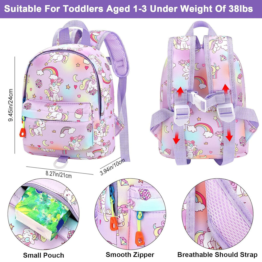Accmor Toddler Harness Backpack Leash, Mini Unicorn Backpacks with Anti Lost Wrist Link, Cute Child Backpack Walking Leashes Keep Kids Close Rope Tether Rein for Baby Girls to Outdoor Travel