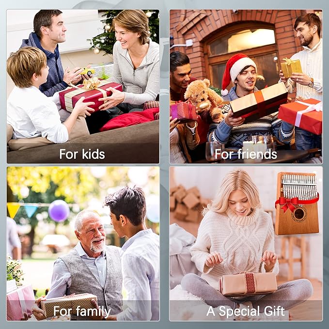 Kalimba Thumb Piano,YUNDIE Portable 17 Keys Mbira Finger Piano with Tune Hammer and Study Instruction,Musical Instruments Birthday Gift for Kid Adult Beginners Professional(Brown)-BubblyBeeBaby