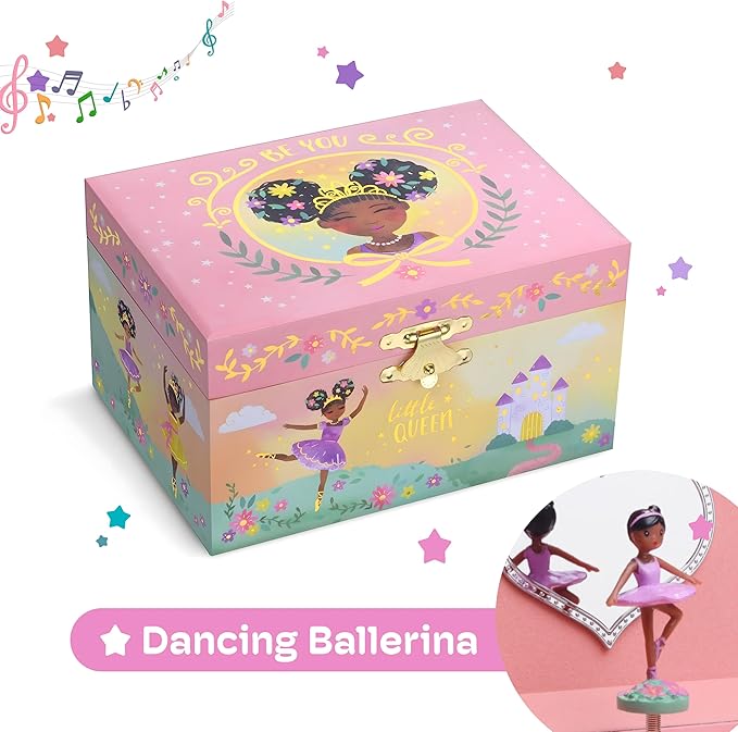 Jewelkeeper Jewelry Box for Girls - Black Ballerina Doll & Music Box - Swan Lake Tune - Jewelry Organizer - 6x5x4-Inch-BubblyBeeBaby