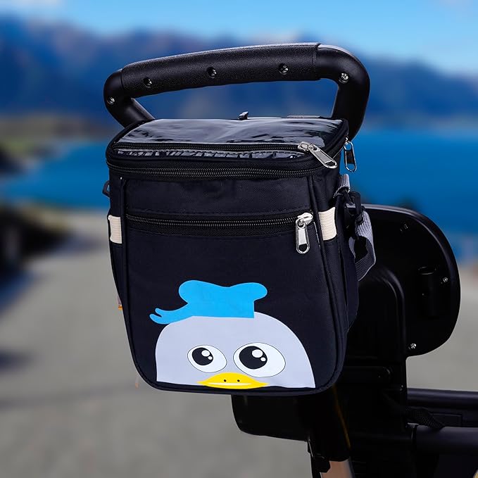 Baby Stroller Organizer Bag，Small Diaper Bag - Universal Stroller Organizer With Insulated Cup Holder,Pocket With Baby Wipes Dispenser，Adjustable Shoulder Strap(Black)-BubblyBeeBaby