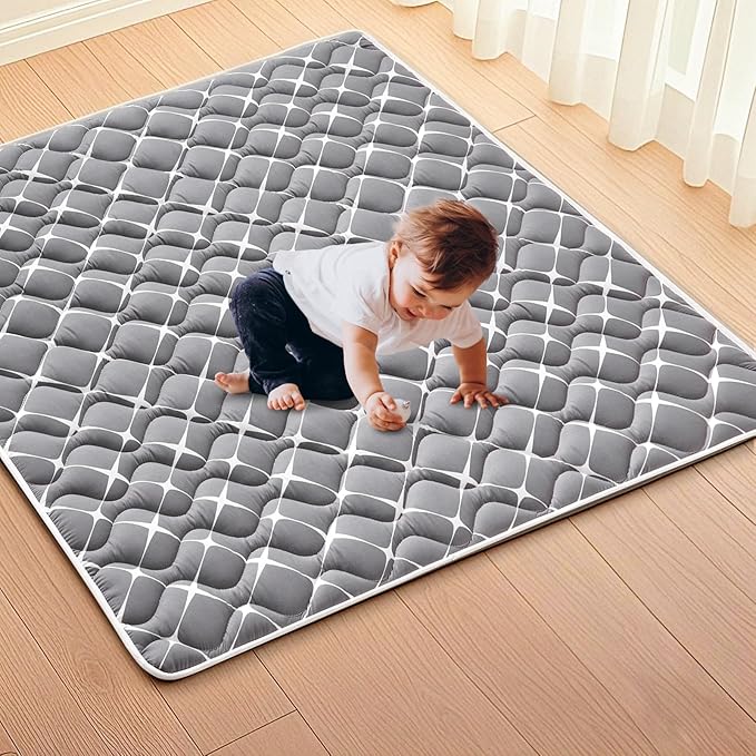 High-Density Foam Baby Play Mat, 59x59 Inches Thicken One-Piece Comfortable and Soft Playmat, Non Slip Machine Washable Floor Mat for Infants, Tapete para Bebes,Toddlers-BubblyBeeBaby