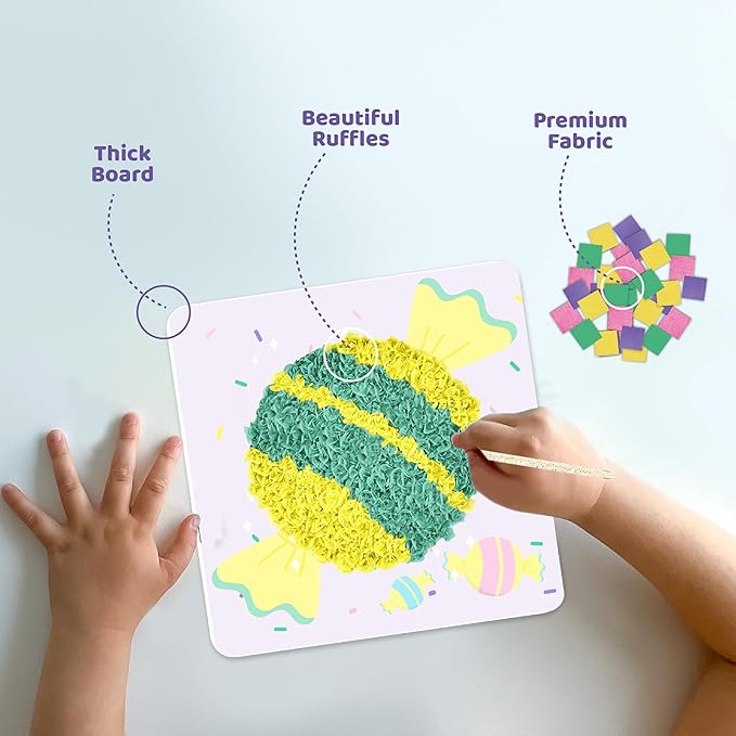 jackinthebox Poke Poke Art – Dinosaurs Theme, Mess-Free Fabric Art and Craft, Flower Pressing Kits, Gift for Kids, Toys for Girls and Boys Ages 4 5 6 7 8-BubblyBeeBaby