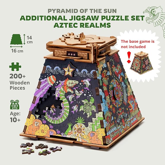 iDventure Cluepuzzle Expansion The Aztec Realms | Wooden Puzzle with 200+ Pieces | Escape Room Game | Gift Box | 4 Designs | Puzzle Size 20x12 cm | Wooden Puzzles for Adults and 10+ | Gift | Hobby-BubblyBeeBaby