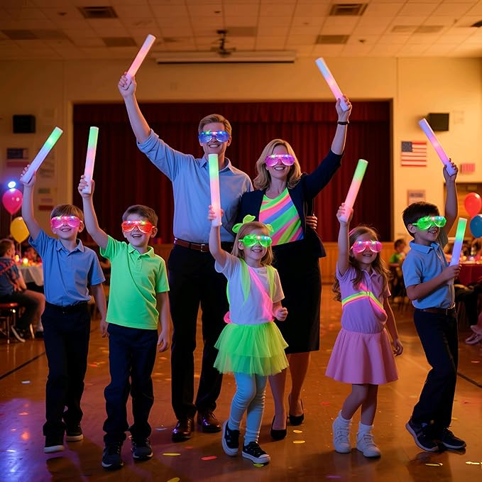 108 PCs LED Glasses,Light Up Glasses,Glow Glasses Glow In The Dark Party Supplies Suitable For Kids/Adults, 3 Light up Modes, 5 Neon Colors Rave Party,Wedding, Birthday, Concert, New Year, Carnival-BubblyBeeBaby