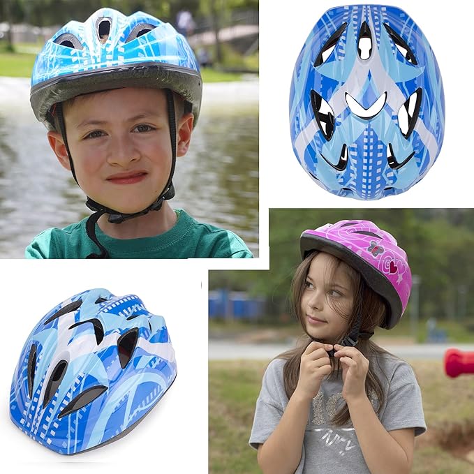 Kid Bicycle Helmets, LX LERMX Kids Bike Helmet Ages 3-5/5-14 Adjustable from Toddler to Youth Size, Durable Kids Bike Helmet with Fun Designs for Boys and Girls-BubblyBeeBaby