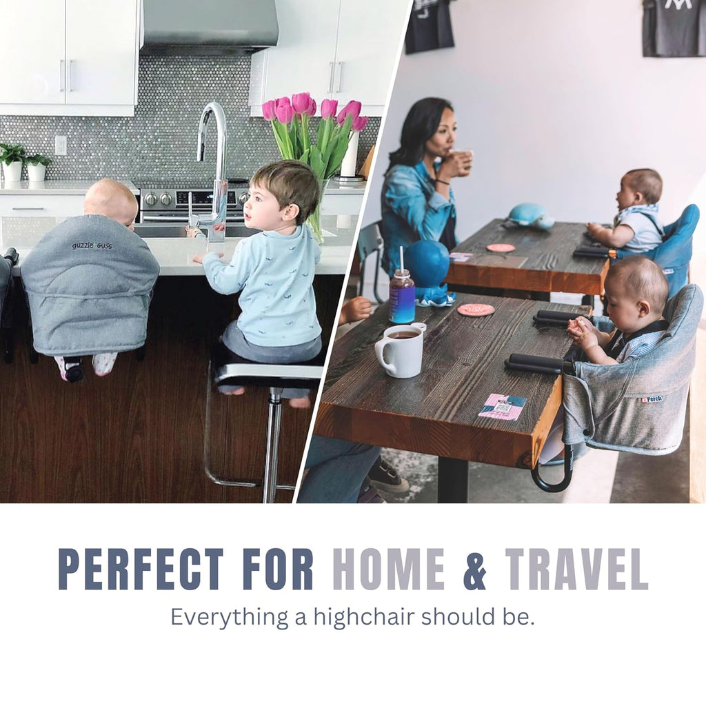 guzzie+Guss Portable Clip on High Chair for Baby Seat - Folding and Easy Setup for Travel, Home, Restaurants, Picnics - Machine Washable Fabric - Bordeaux