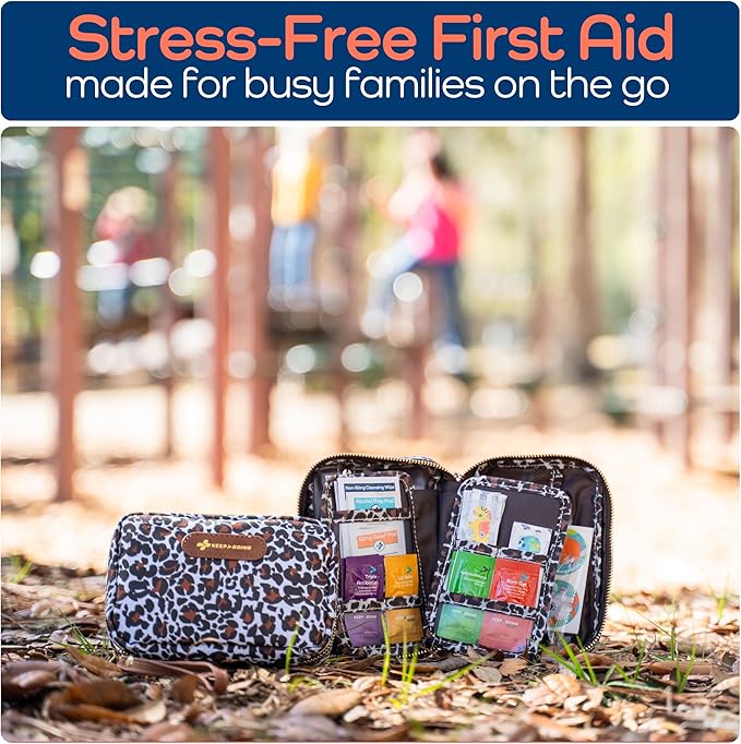 Keep Going Travel First Aid Kit for Kids – 130 Pc.for Purse, Diaper Bag, Backpack, & Suitcase, with Latex-Free Bandages – 7 x 5 x 2 in. Travel First Aid Kit TSA-Approved-BubblyBeeBaby