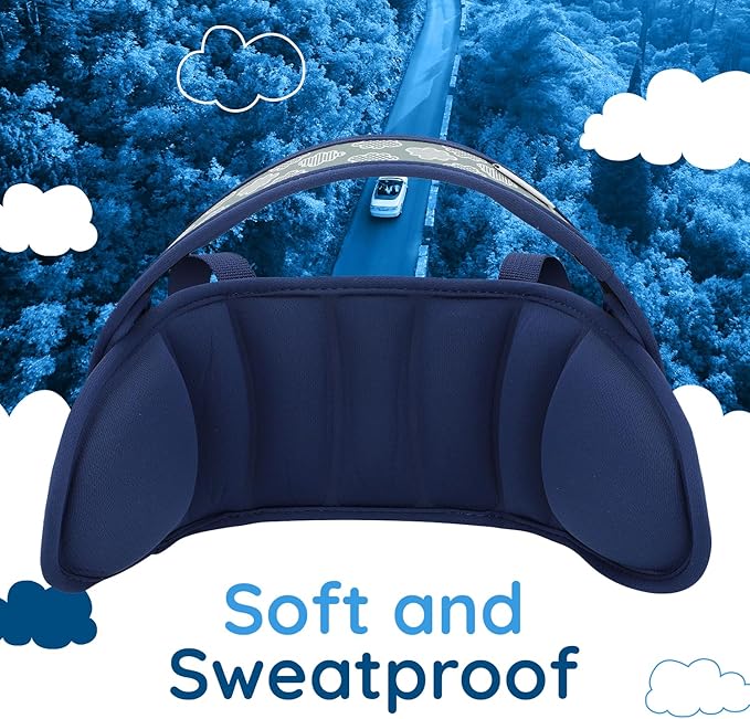 NAPUP Child Head Strap for Car Seat – Adjustable Polyester Carseat Head Support for Toddler (Dark Blue)-BubblyBeeBaby
