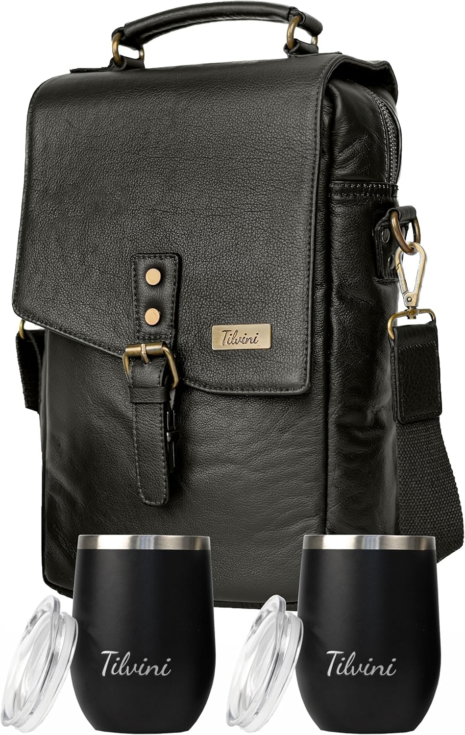 Leather Wine Bag & Wine Tumblers Set. Wine Gifts For Men Birthday. Leather Wine Carrier. Unique Insulated Cooler Bag Bottle Carrier. Wine Tote Bags For Travel Beach. Wine Lovers Picnic Idea