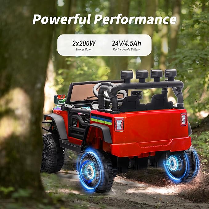 24V Kids Ride on Car, Kids Electric Vehicles Car Ride on Toy Truck for Toddlers w/Remote Control, 400W Motor - Red-BubblyBeeBaby