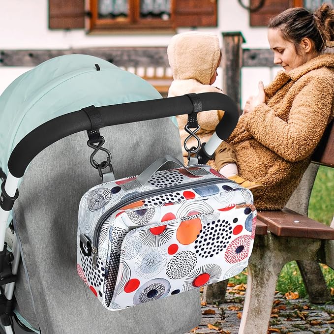 Accmor Stroller Organizer, Universal Stroller Organizer with Insulated Cup Holder Pocket, Dual Purpose Large Capacity Stroller Bag Caddy, Stroller Accessories Fits for Uppababy, Doona, Nuna Strollers-BubblyBeeBaby