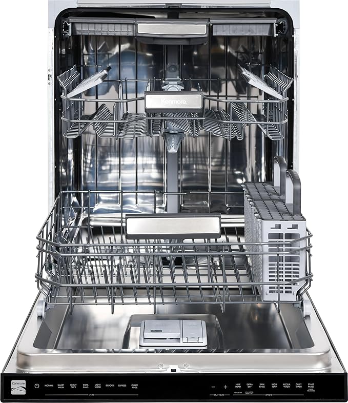 Kenmore 24" Built-in Stainless Steel Tub Dishwasher EasyFlex 3rd, SmartWash, UltraWash, TurboDry, MoreSpace Plus Adjustable Rack, Energy Star Certified, White-BubblyBeeBaby