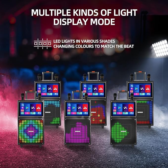 Karaoke Machine with Lyrics Display Screen for Adults, 15 Inches Tablet, Bluetooth Speaker w/ 2 Rechargeable UHF Mics, 1000W Peak Power, DJ Lights, Portable Karaoke System for Any Occasion-BubblyBeeBaby