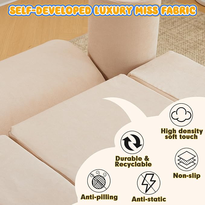 jela Foam Blocks 6Pcs Soft Play Equipment Luxury Miss Fabric, Toddler Climbing Toys Indoor Soft Play Climbing for Toddlers, Lightweight Climbing Blocks for Babies, Kids, Climb and Crawl Foam Playset-BubblyBeeBaby