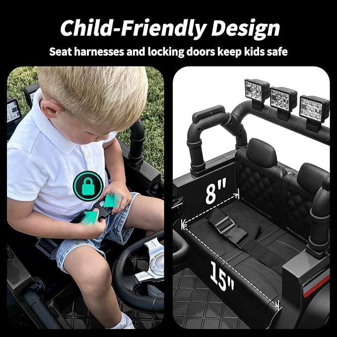 12V Kids Ride on Car Truck, Kids Electric Vehicles Car Ride on Toy for Toddlers 3-5 with Remote Control - Black-BubblyBeeBaby