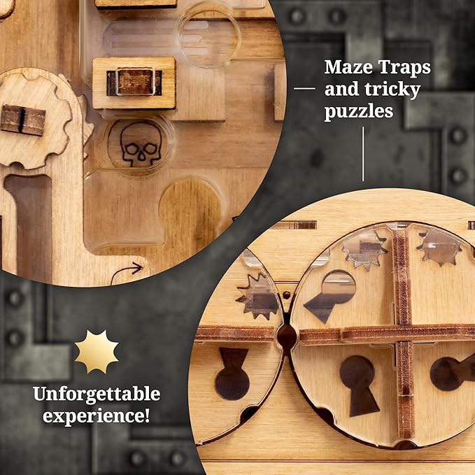 iDventure A-Maze-ing Safe - Marble Run Money Puzzle Box - Tricky Gift Packaging - 3D Puzzle for Adults - Escape Room Game - Brain Teaser - Birthday Gift Gadget for Men and Women - Treasure Box-BubblyBeeBaby