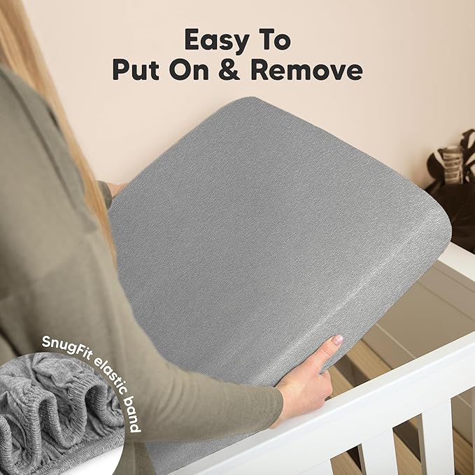 KeaBabies 2-Pack Organic Crib Sheets for Boys, Girls - 52x28 Fitted Crib Mattress Sheet Neutral, Breathable Jersey Cotton Cover for Baby Bed, Toddler Mattress, Soft & Cute Prints (Cloud)-BubblyBeeBaby