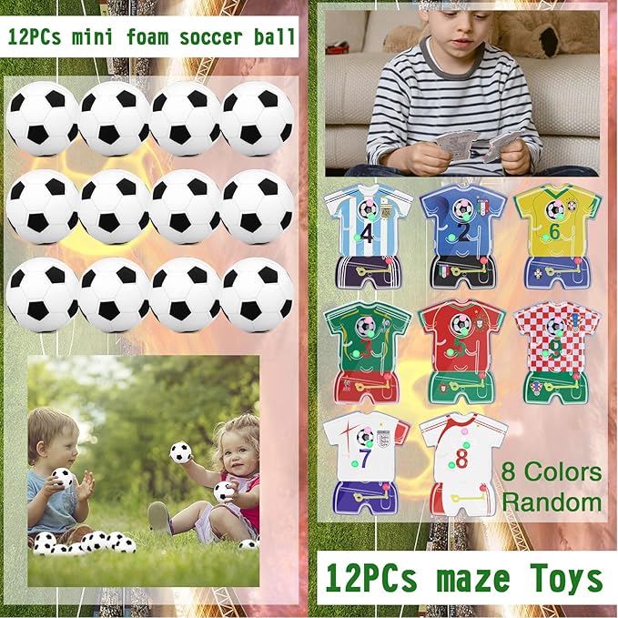 158Pcs Soccer Party Favors - Bags, Whistles, Balls, Slap Bracelets, Keychains, Stickers, Tattoos for Party Goodie Bags-BubblyBeeBaby