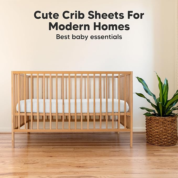 KeaBabies 2-Pack Organic Crib Sheets for Boys, Girls - 52x28 Fitted Crib Mattress Sheet Neutral, Breathable Jersey Cotton Cover for Baby Bed, Toddler Mattress, Soft & Cute Prints (Cloud)-BubblyBeeBaby