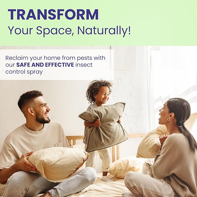 Home Insect Pest Control Spray 16oz – Kills & Repels Fleas, Ticks, Ants, Roaches, Spiders, Bed Bug and More on Contact with Peppermint Oil; Natural Safe and Effective Indoor & Outdoor Solution-BubblyBeeBaby