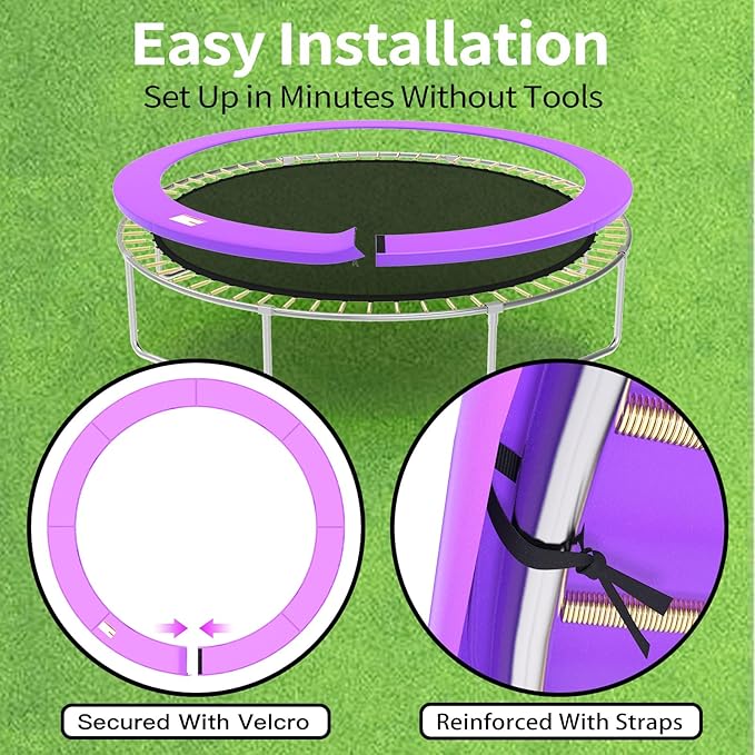 16FT/15FT/14FT/12FT/10FT Trampoline Safety Pad Replacement, Round Trampoline Spring Protection Cover, Fits 16FT/15FT/14FT/12FT/10FT Frames, Water-Resistant Trampoline Accessories-BubblyBeeBaby