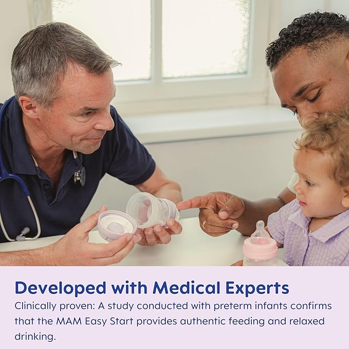 MAM Easy Start Anti-Colic Baby Bottle 5oz, Slow Flow, Breastfeeding-Like Silicone Nipple Bottle, Reduces Colic, Gas, & Reflux, Easy-to-Clean, BPA-Free, Vented Baby Bottles for Newborns, 0-3 Months-BubblyBeeBaby