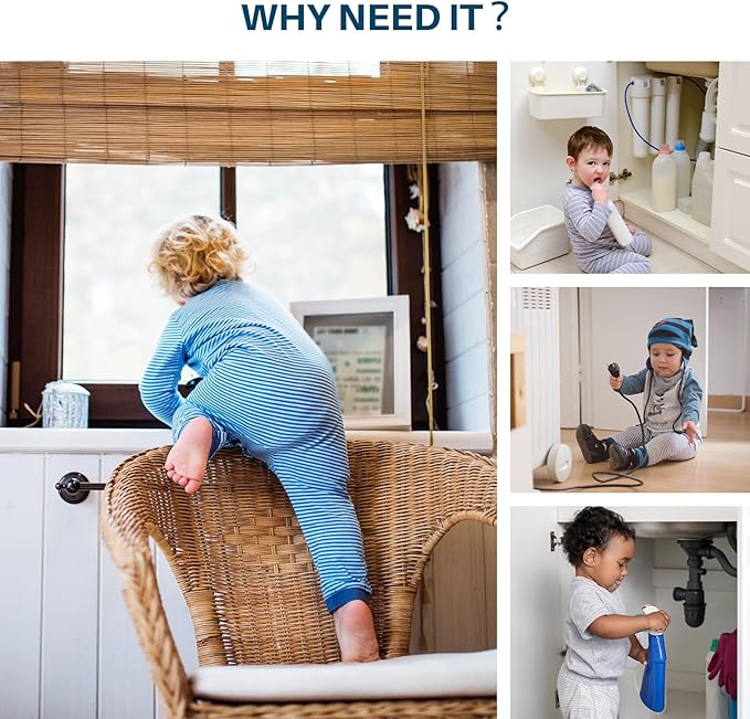 Inaya Baby Proofing Door Knob Cover (4 Pack) - Prevent Children from Opening Doors, Fit Most Round Knobs - Door Knob Safety Cover for Kids, Child Proof Door Lock, Child Proof Door Locks - White-BubblyBeeBaby