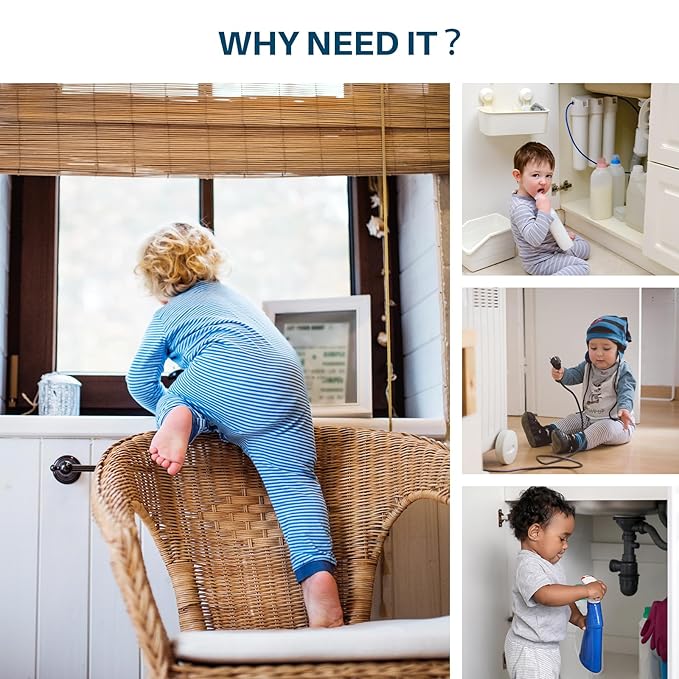 Inaya Baby Proofing Door Knob Cover (4 Pack) - Prevent Children from Opening Doors, Fit Most Round Knobs - Door Knob Safety Cover for Kids, Child Proof Door Lock, Child Proof Door Locks - Clear-BubblyBeeBaby