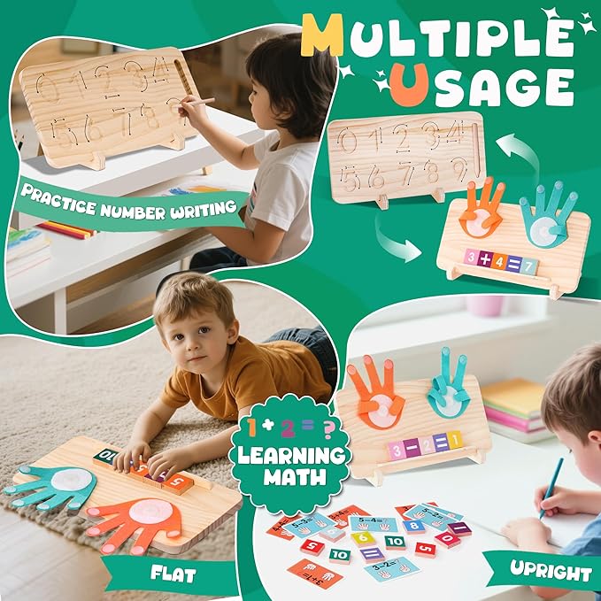 Hirger Preschool Learning Toys for Toddlers 2-4, Educational Math Manipulatives Number Counting Blocks for Kids, Montessori Toy for Boys Girls Age 2+ Birthday Gifts-BubblyBeeBaby