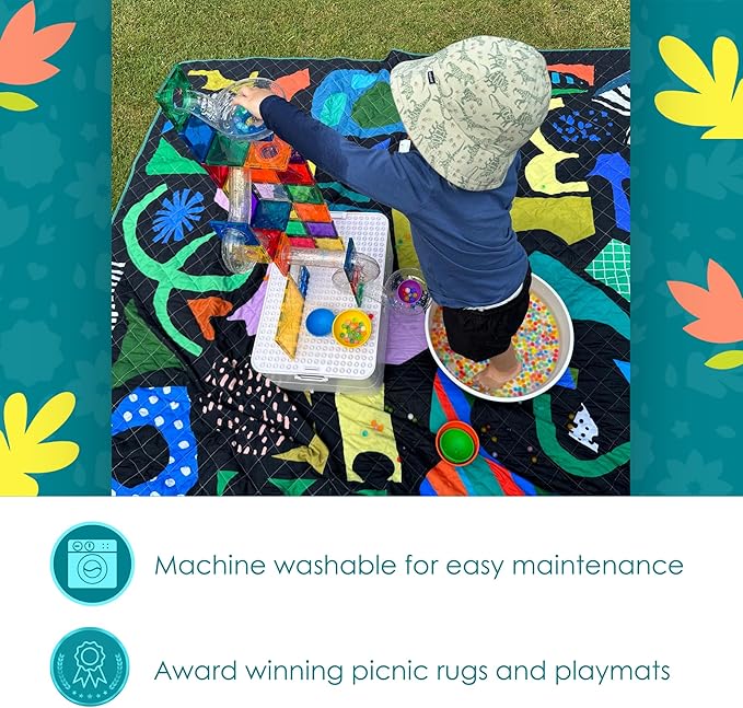 Jumbo Picnic Rug, Large Picnic Mat, 6'7" x 6'7", Outdoor Waterproof Picnic Blanket Beach Mat, Foldable & Waterproof, Picnic Blankets Ideal for Beach & Park, Outdoor Blanket, Rock Candy-BubblyBeeBaby